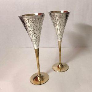 Silver Designer Wine Glass Pair