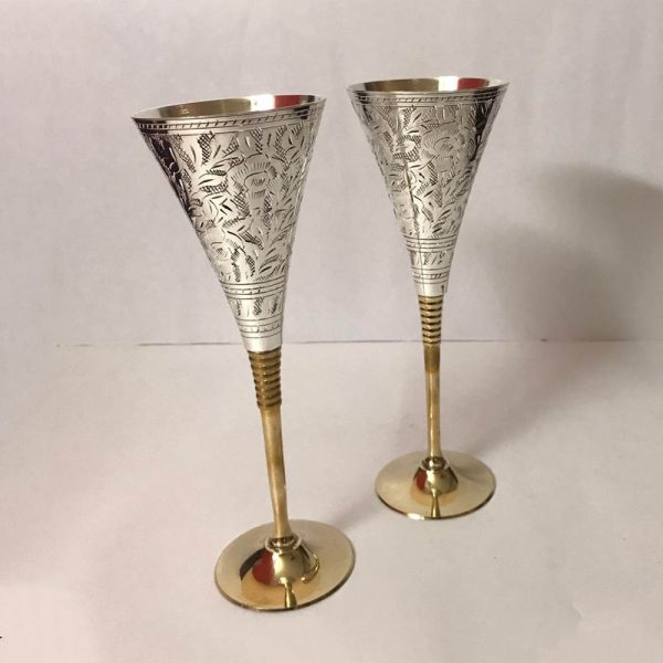 Silver Designer Wine Glass Pair