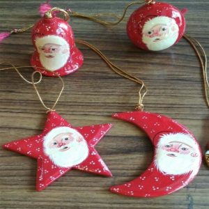Red Bell, Ball, Star, Moon Santa Claus