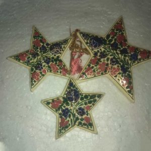 Green Floral Hand Painted Decorative 3 Stars