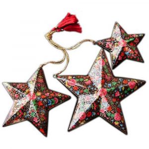 Black Floral Hand Painted Decorative 3 Stars