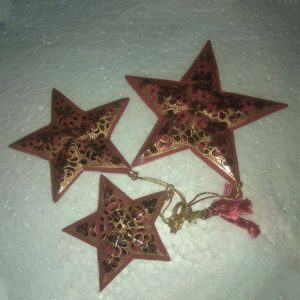 Red Floral Hand Painted Decorative 3 Stars