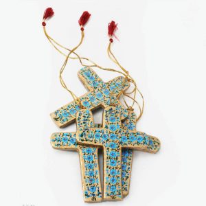 Blue Hand Painted Decorative 3 Cross