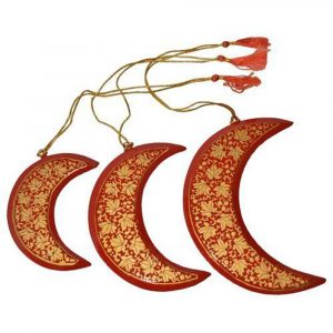 Red Hand Painted Decorative 3 Moons