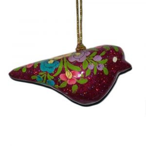 Red Hand Painted Decorative Bird Hanging