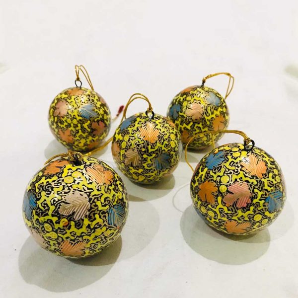 Off-White Floral Hand Painted Decorative 5 Balls