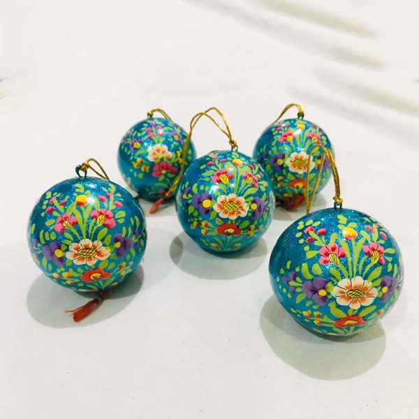 Blue Floral Hand Painted Decorative 5 Balls