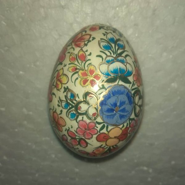 White Floral Hand Painted Decorative Easter Egg