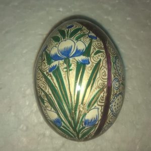 Golden & Blue Floral Hand Painted Decorative Easter Egg