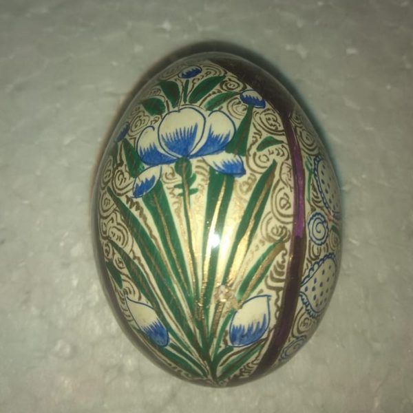 Golden & Blue Floral Hand Painted Decorative Easter Egg