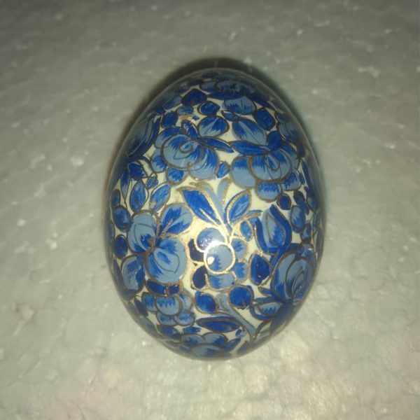 White & Blue Floral Hand Painted Decorative Easter Egg