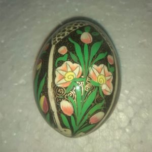 Black Floral Hand Painted Decorative Easter Egg