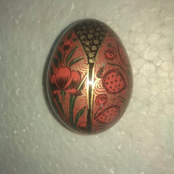 Red & Black Floral Hand Painted Decorative Easter Egg