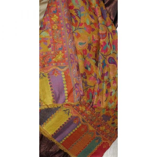 Mustard Floral Kashmiri Pashmina Shawl