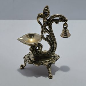 Peacock Designer Diya Stand with Bell