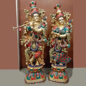 Radha Krishan Color Stone Work Small Idols
