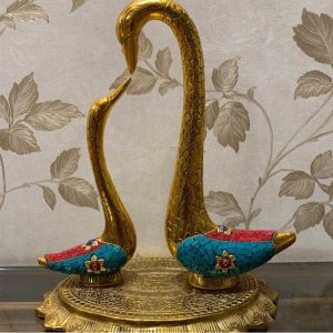 Duck Pair with Color Stone Work