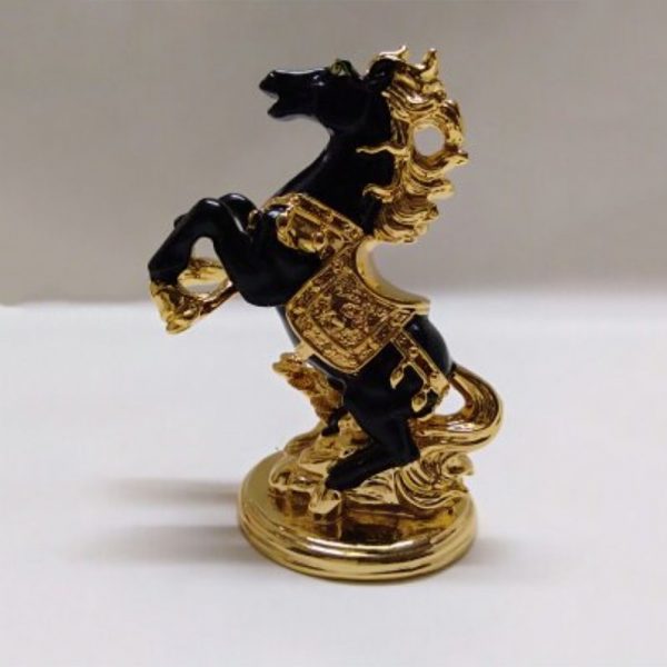 Victory Designer Horse Black & Golden Color on 2 Feet with Base