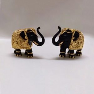 Black & Golden Color Elephant Pair for Luck & Wealth