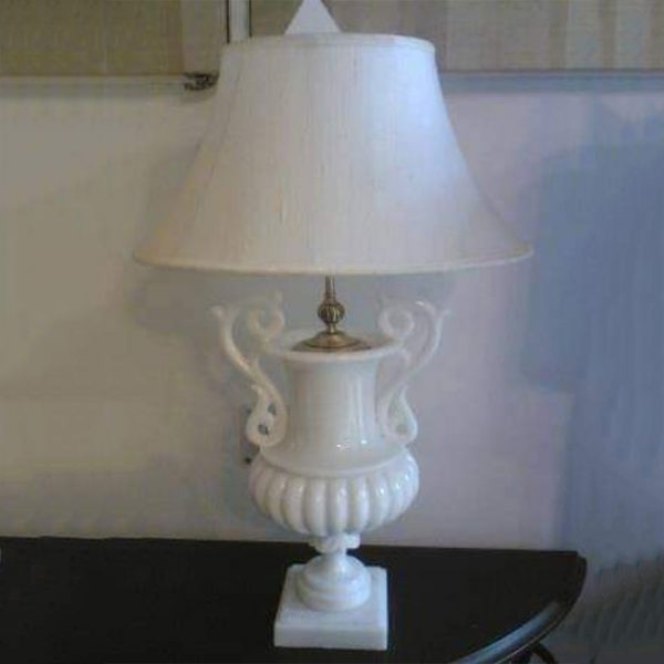 White Handcrafted Marble Table Lamp