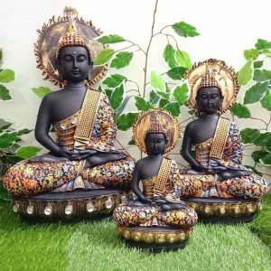 Lord Buddha Dhyan Mudra Trio for Home, Peace, & Prosperity
