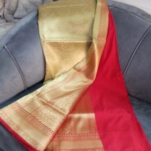 Red & Gold Banarasi Handwoven Silk Saree