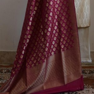 Off-White Banarasi Satin Brocade Salwar Kameez Fabric