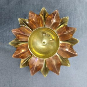 Copper & Brass Color Combination Diya with Leaves