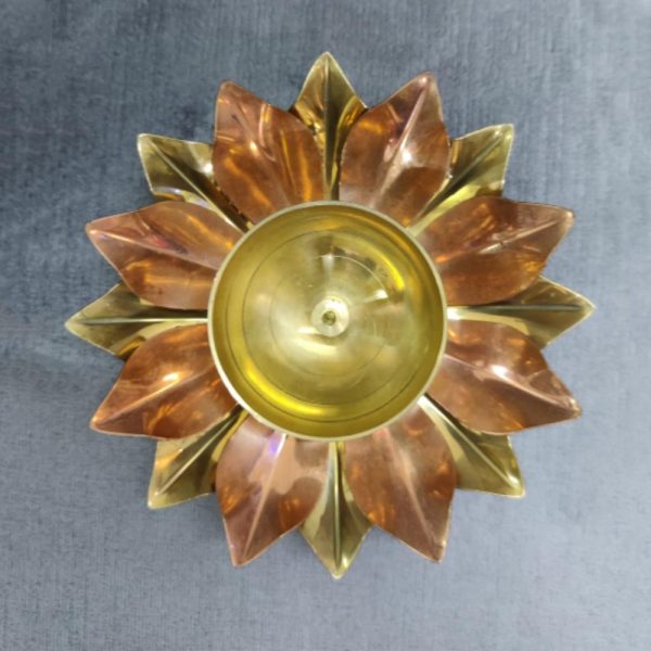 Copper & Brass Color Combination Diya with Leaves