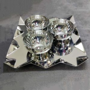 Silver Color Designer Bowls with Folded Design Tray