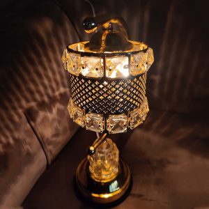Golden Lamp Shade with Crystals Touch On/Off Switch - Image 2