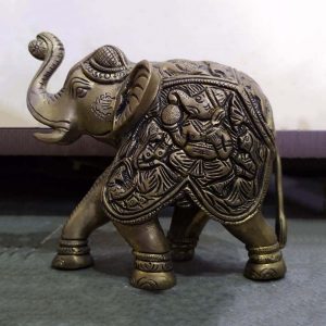 Ganesha Carved Elephant Matt Finish