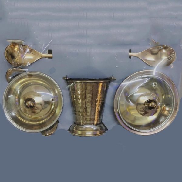 Hammered Gold Colored Stainless Steel Set of 8