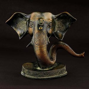 Lord Ganesha Head Designer Copper Finish Figure