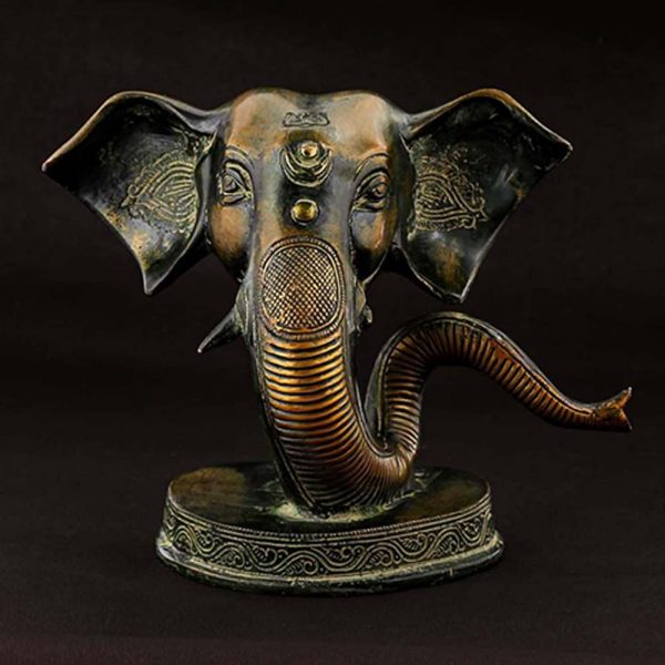 Lord Ganesha Head Designer Copper Finish Figure