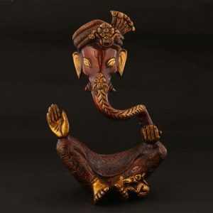 Lord Ganesha Seated Designer Copper Finish Figure