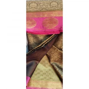 Brown Banarsi Kora Muslin Saree - Image 3